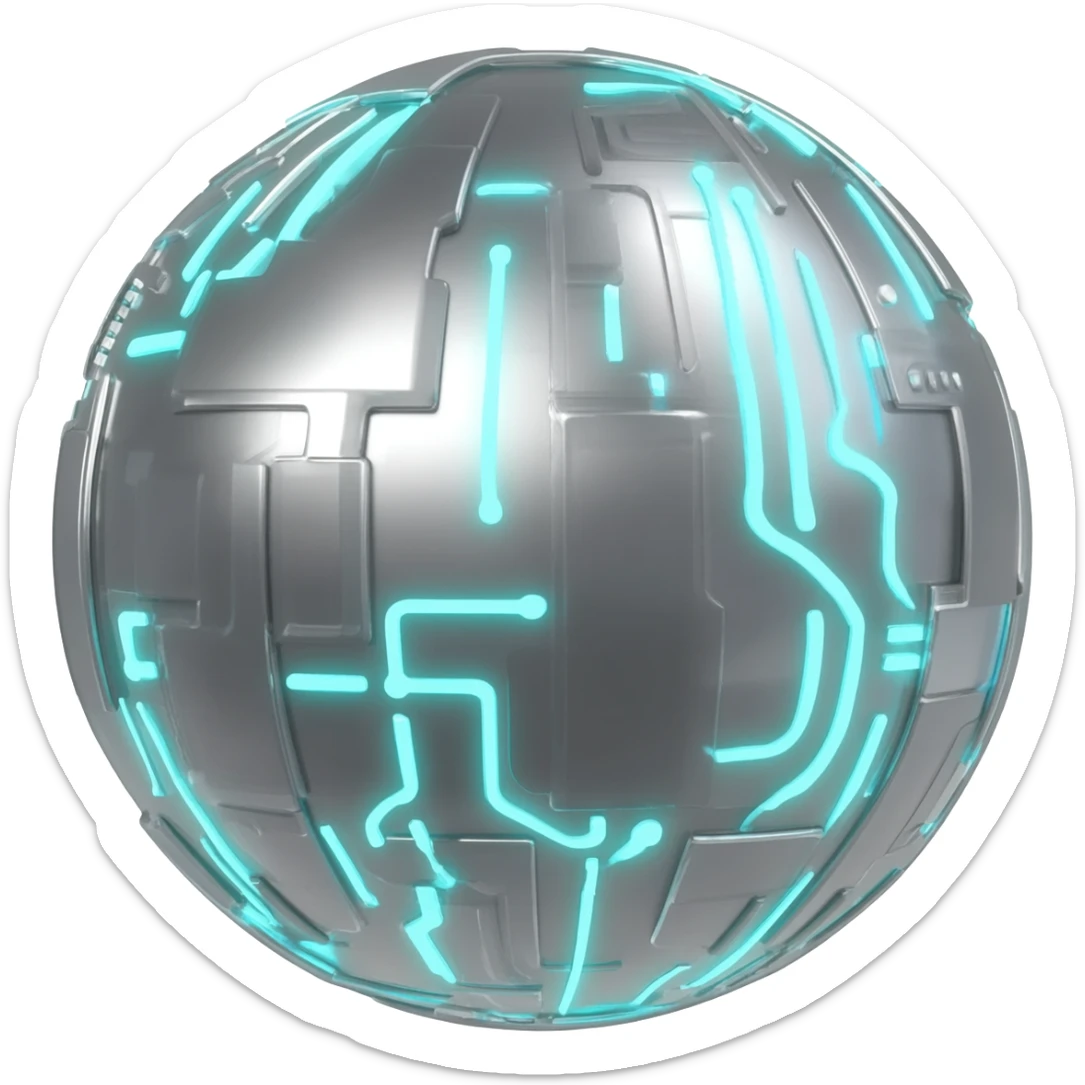 Futuristic technological ball sticker