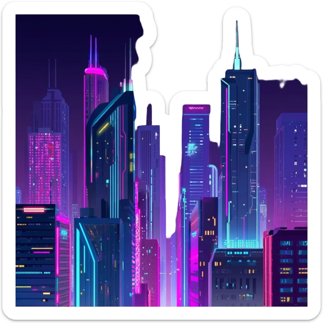 Futuristic technological cyberpunk sticker