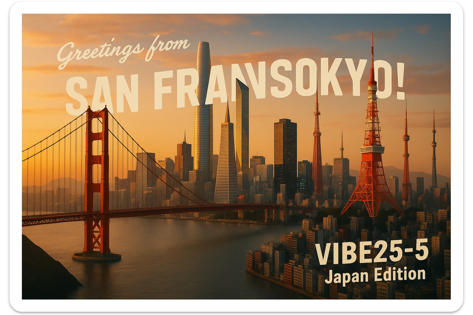 Add the words: Greetings from San Fransokyo!  VIBE25-5, Japan Edition sticker