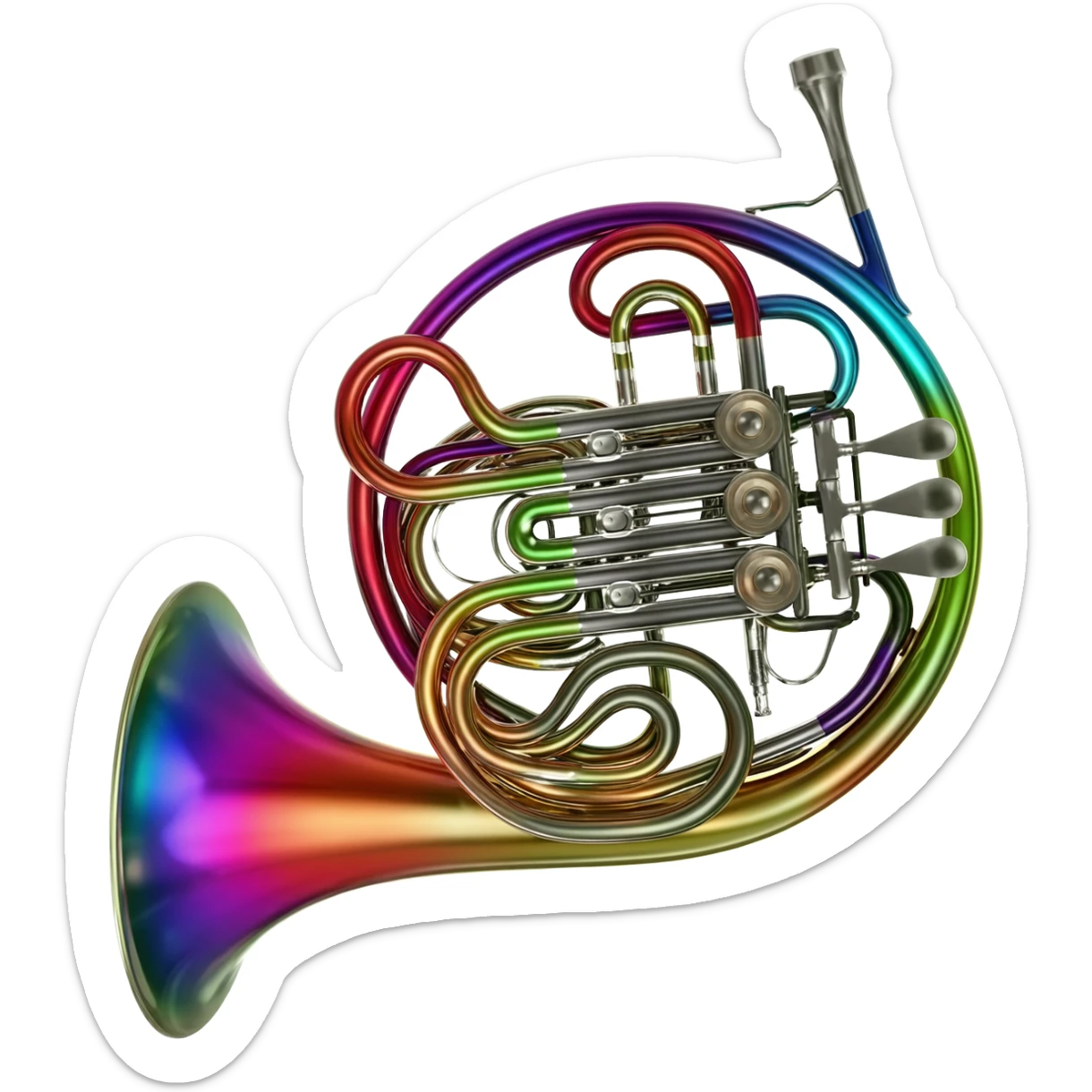 Double French horn with crystals and colorful sticker