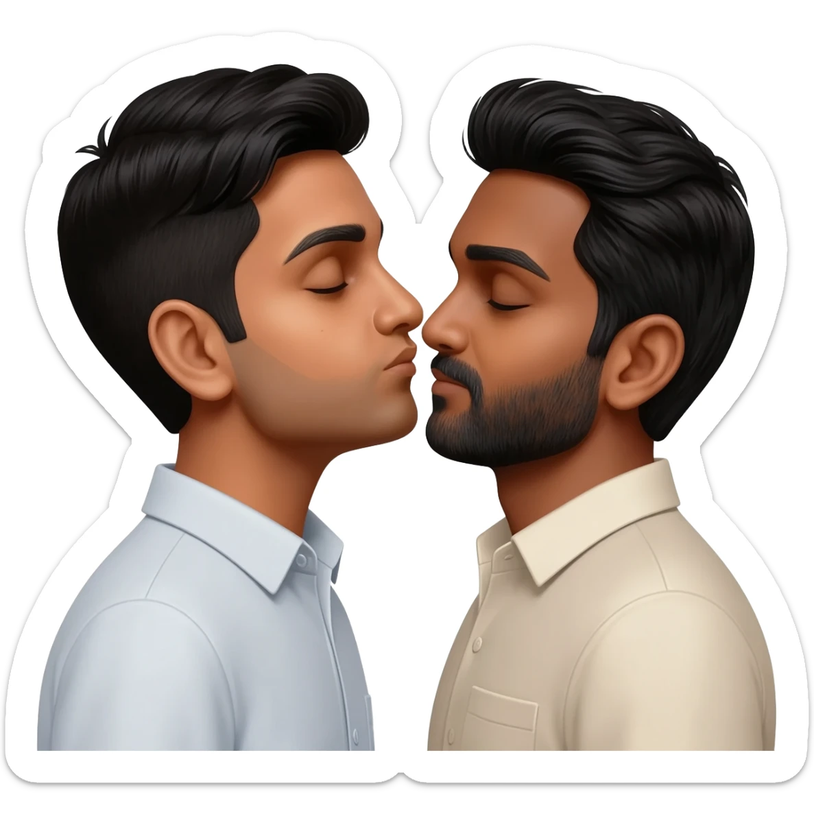 Indian man light skin kissing Indian man brown skin sticker