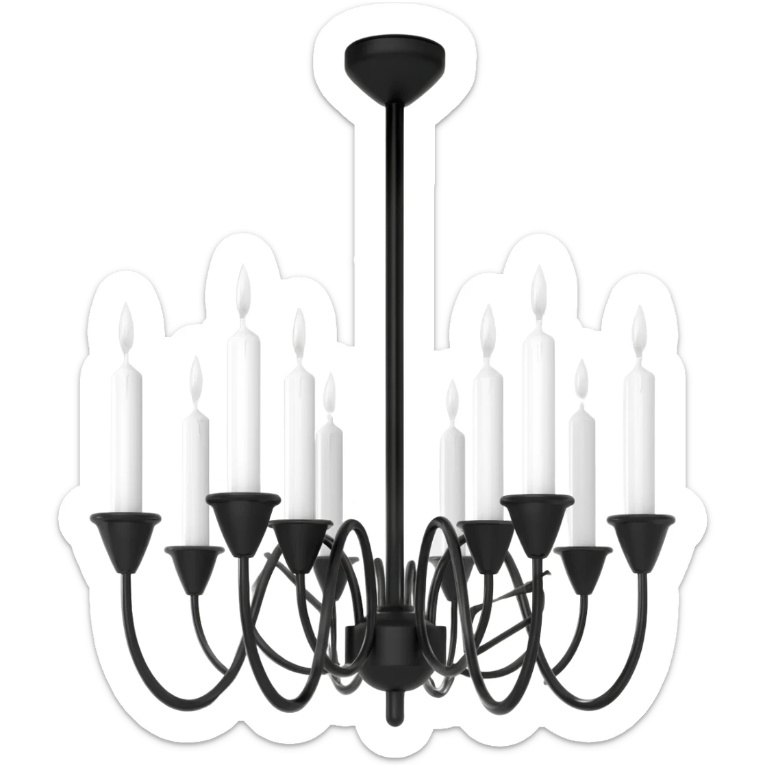 Simple minimalistic black and white Ceiling chandelier with candles sticker