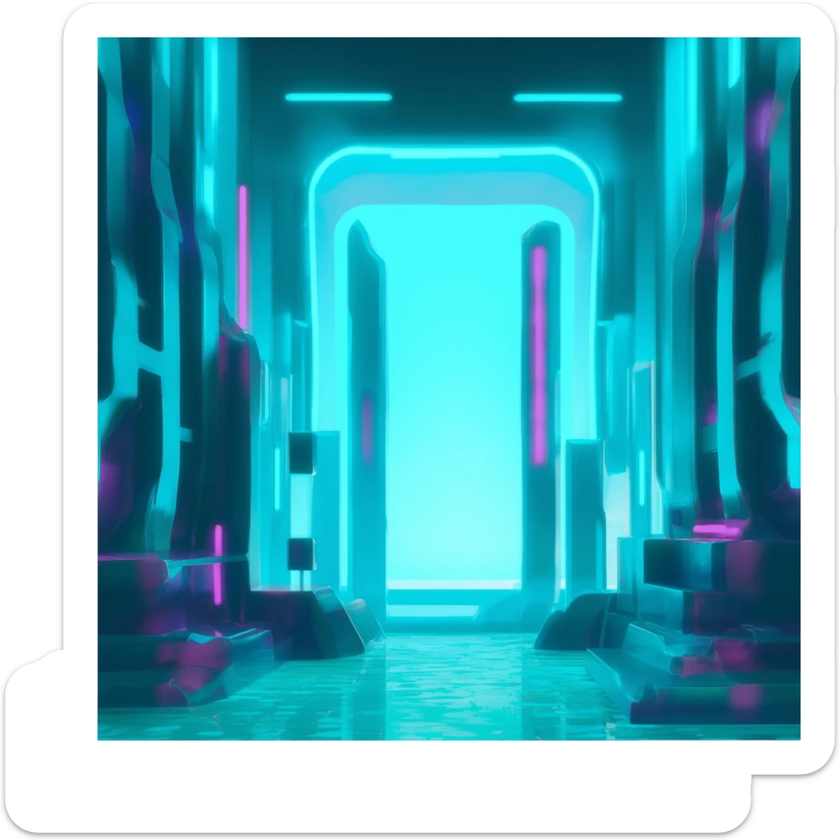extraterrestrial futuristic otherworldly cyan bioluminescent neon-glowing aesthetic scenery sticker