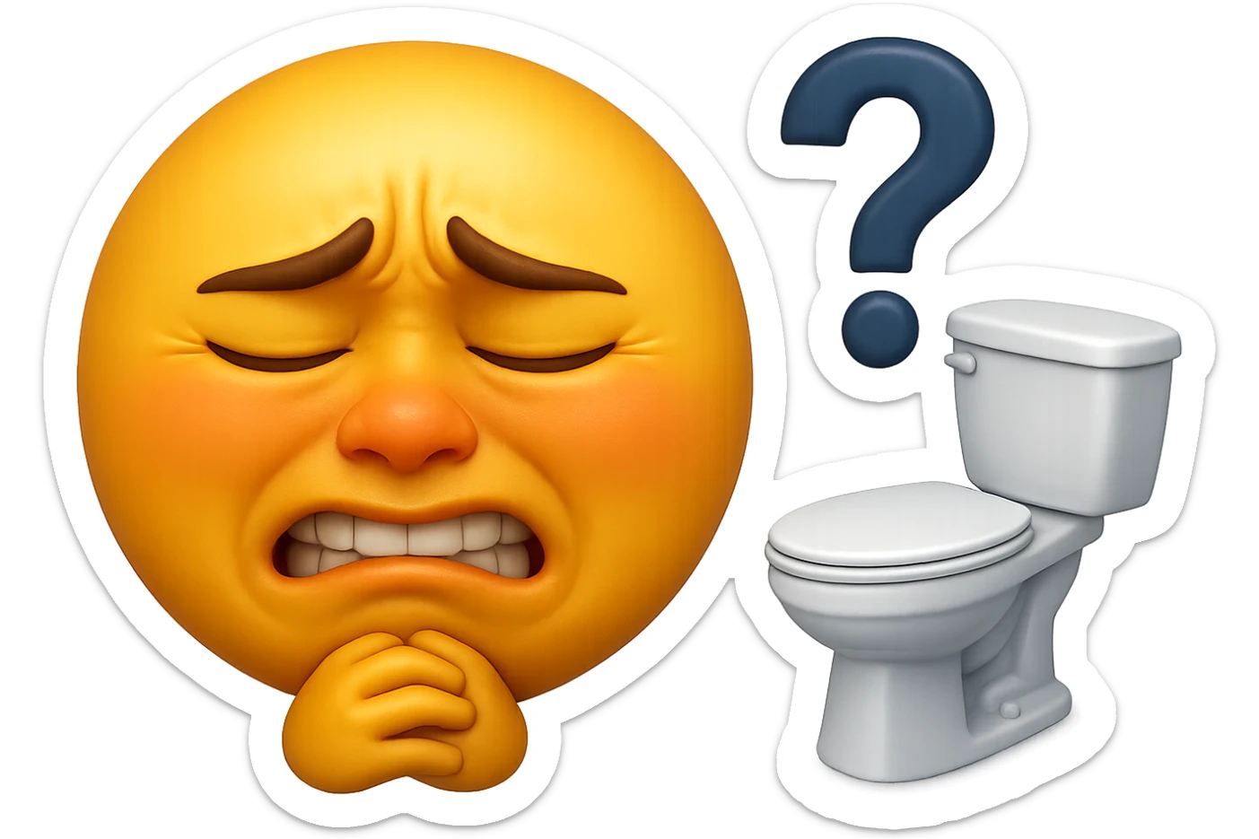 emoji stile iphone che riguarda l'argomento "stipsi/andrò al bagno oggi?", iperrealistico 4k sticker