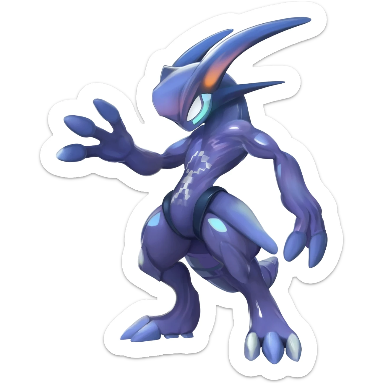 Shiny Anthropomorphic  Genesect-Mewtwo-Fakémon-hybrid-creature (full body)  sticker