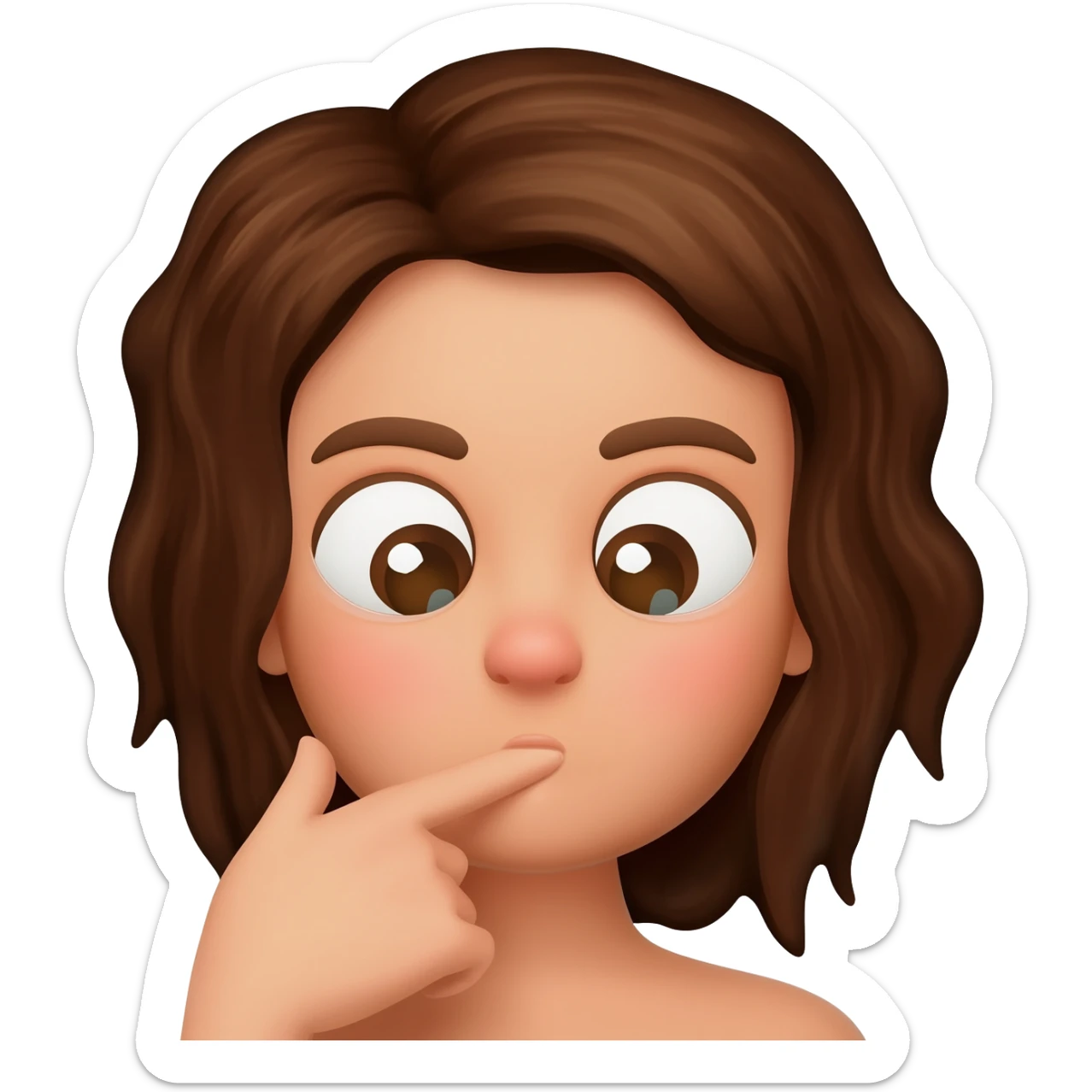 Brunette emoji girl biting finger in flirtatious way sticker