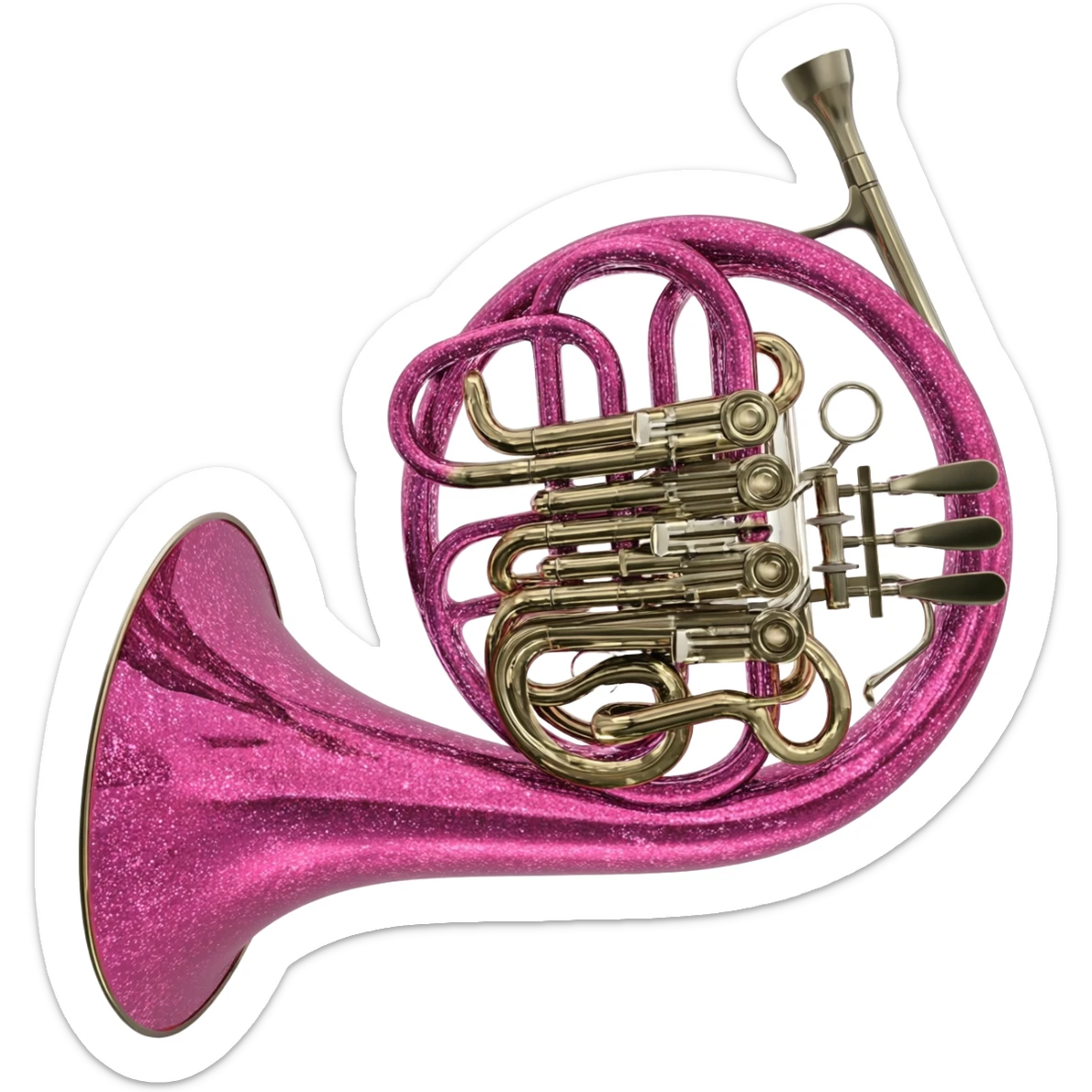 Double sided French horn with glitter and pink sticker
