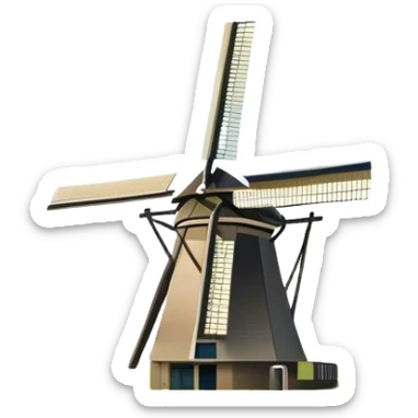 Cinematic Realistic Kinderdijk Windmills Landmark Emoji, showcasing traditional Dutch windmills aligned along a tranquil canal, with lush green fields, soft ripples in the water. sticker