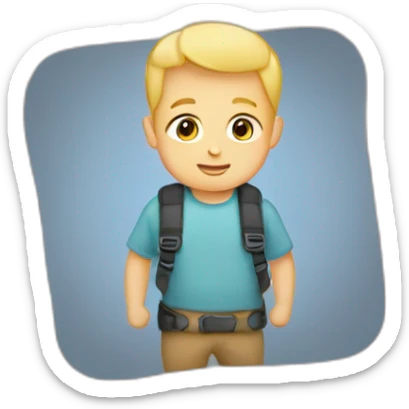 Blonde man wearing a baby inward facing in a baby carrier sticker