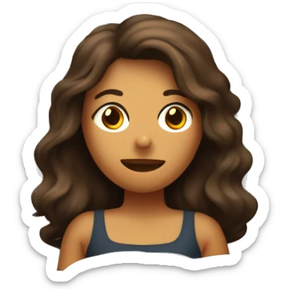 dormida en una cama, una mujer de tez trigueña con cabello liso castaño sticker