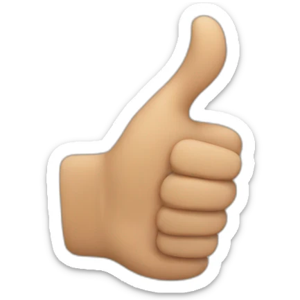 Make an emoji hand gesture of a thumbs up where the thumb is bent at a 90 degree angle sticker