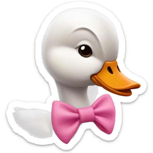 Goose silly face pink bow pigtails on top of head wink sticker