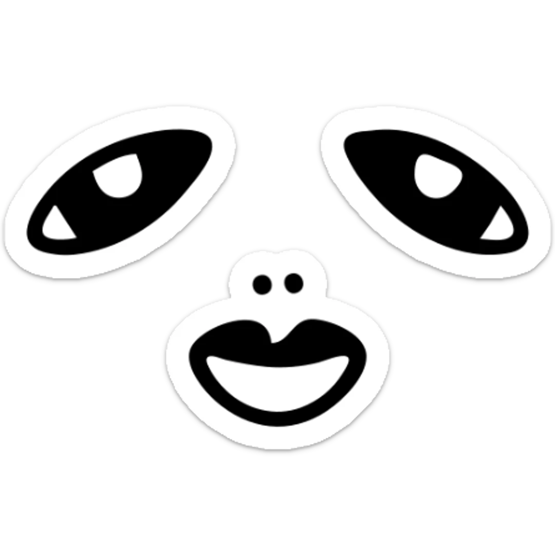 A symmetrical face with two large eyes and a pair of lips in the middle, arranged in a row (👁️👄👁️) sticker