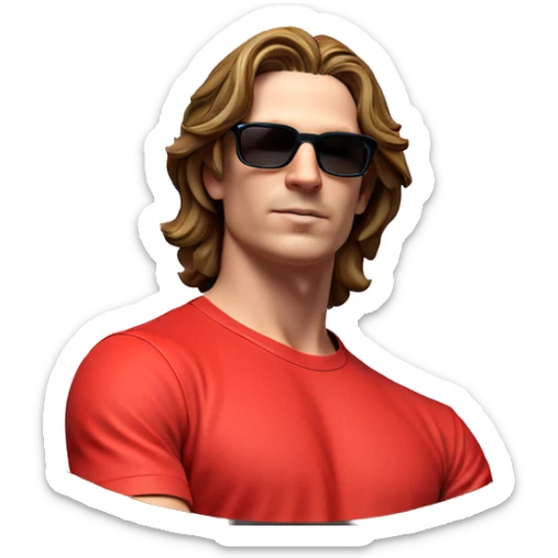 cool guy in red shirt sticker