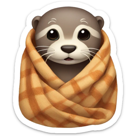 otter cozy in blanket sticker
