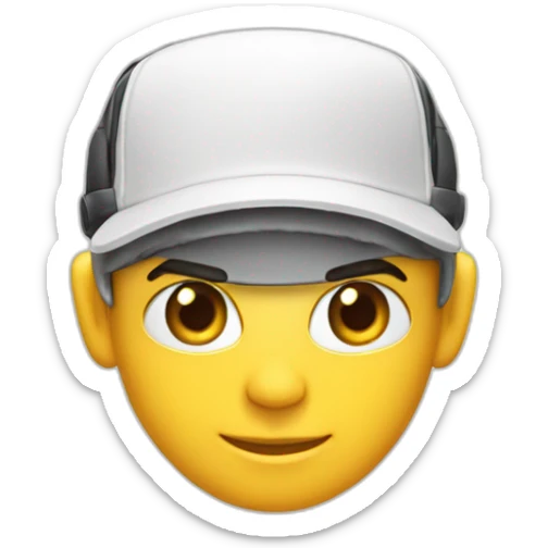 tête blanche, jeune gamer avec un casque micro, une casquette blanche, sans lunette sticker