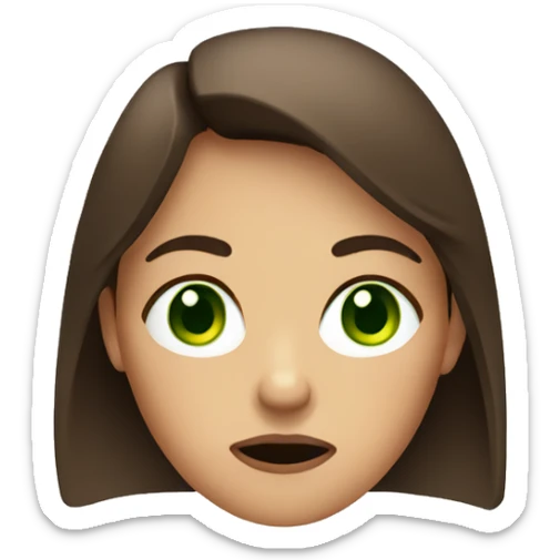 Brown hair woman with green eyes that is worried and not impressed sticker