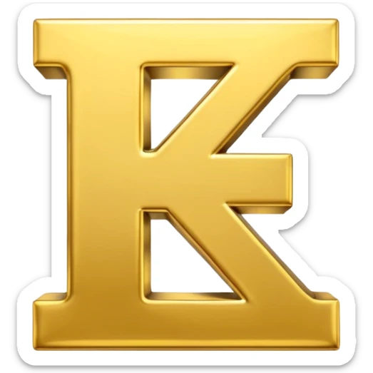 Symbole de currency en or en forme de lettre F précise, seul, 3D, brillant, style emoji simple et lisible sur fond uni. pas une autre lettre

F sticker