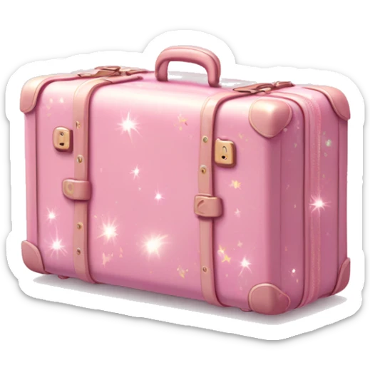 Pastel Pink Suitcase "A pastel pink suitcase with glowing edges, glittery details, and a magical trail of sparkles floating around it." sticker
