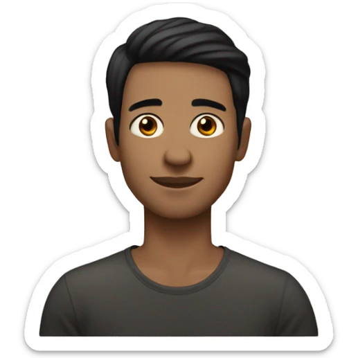 A slightly light brunette (man)  person with mixed black hair and a hoop earring in each ear. Her nose is small, her skin is clean, her eyelashes are long.eye color dark brown sticker