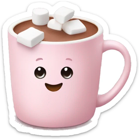 Light Pink mug of hot chocolate with marshmallows  sticker