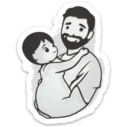 Dad hold babygirl in the air. Black outline sticker