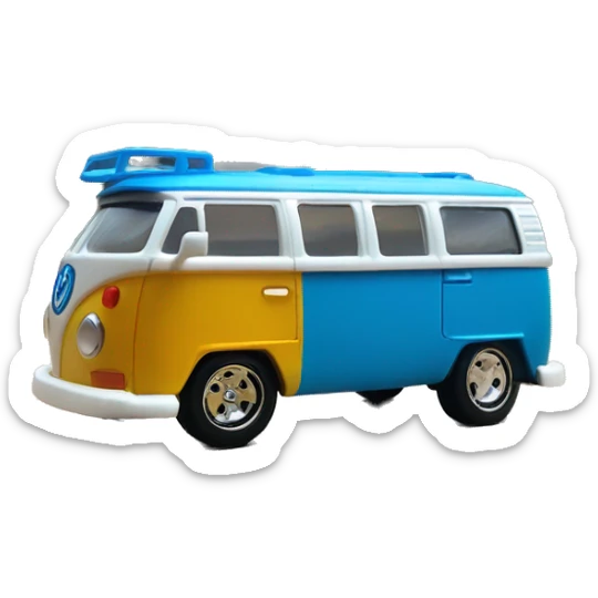 Side view.Mattel hot wheels Volkswagen Kool Kombi.tooned.car.blue  sticker