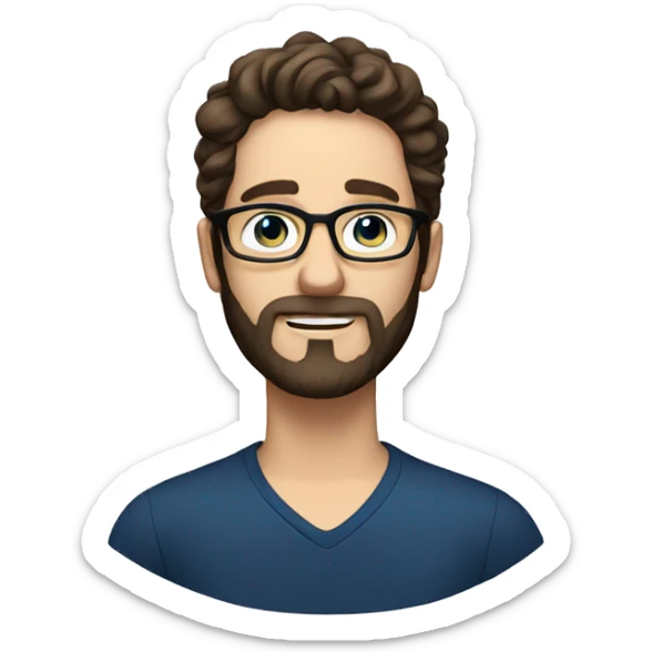 a white man with beard and dark brown short wavy brown hair with blue eyes and glasses  sticker