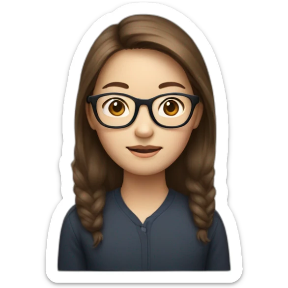 Tim cook with a brown hair Korean girl with eyeglasses sticker