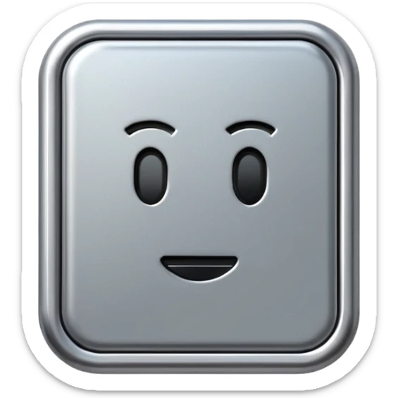 A futuristic microchip emoji made of polished silver chrome, minimal circuit details, smooth metallic surface, soft lighting, iOS emoji style, centered, clean white background sticker