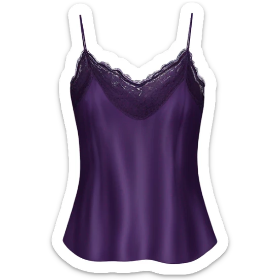 Realistic isolated side view of a dark purple silk lace camisole blouse. sticker