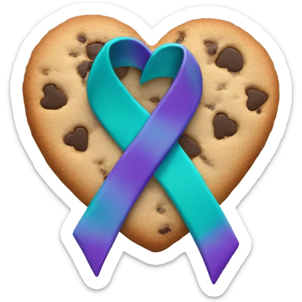 Purple teal Suicide awareness ribbon, cookie heart sticker