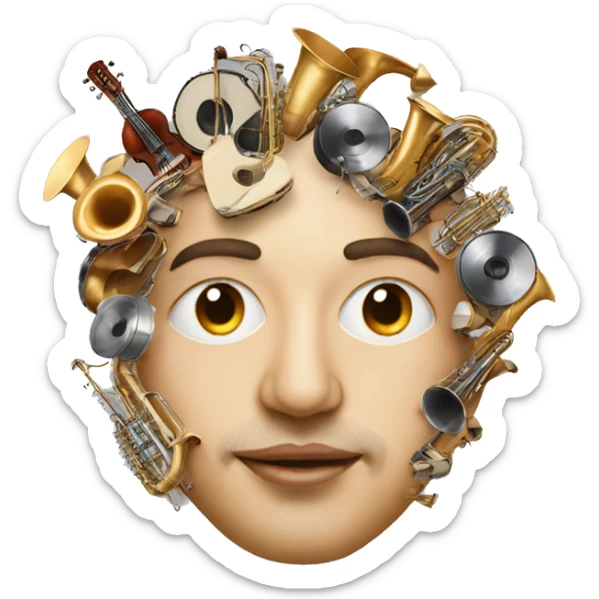 Person face portrait made entirely of musical instruments  sticker