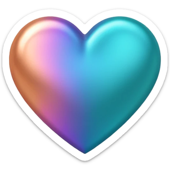 I need a teal, orange , purple, and rose gold Heart emoji sticker