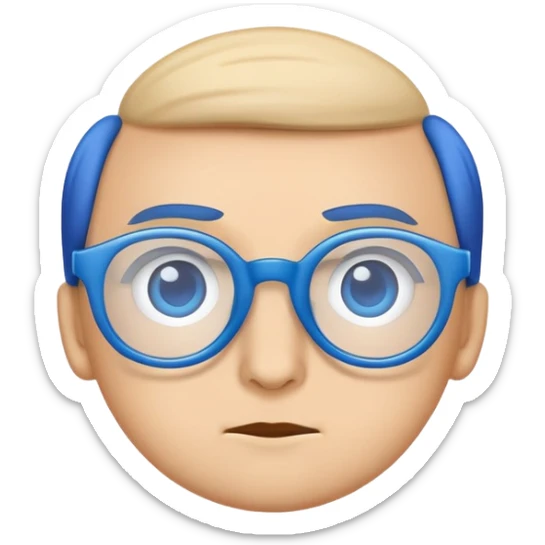 Inquisitive eyes with blue glasses resting on top of them. Minimalist, modern emoji-style design with a curious expression. sticker