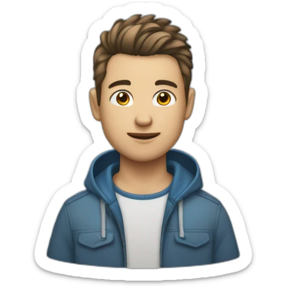 Un jeune homme avec les cheveux couper dégradé bas et teinture bleu sticker