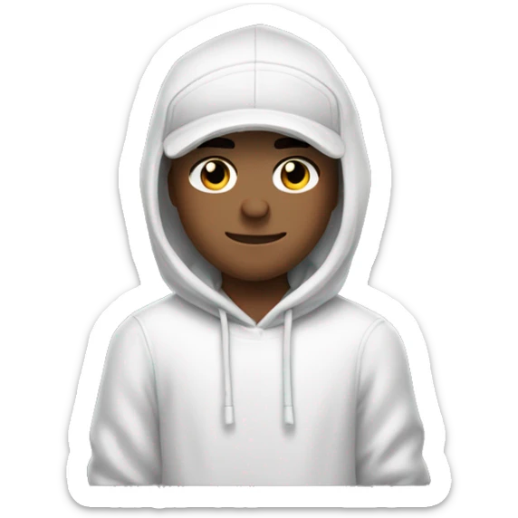 White boy gamer wearing airpods, wearing a hoodie and a cap sticker
