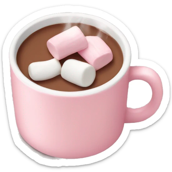 Light Pink mug of hot chocolate with marshmallows  sticker