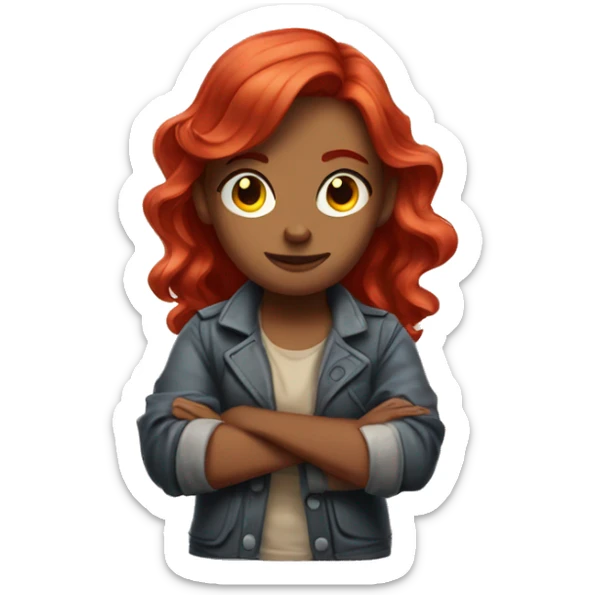Mad arms crossed red hair girl emoji  sticker
