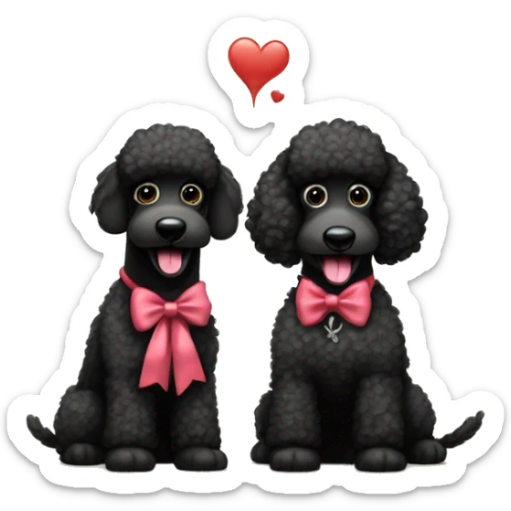 Two BLACK poodles wearing bows with a big smile. Also with a bandanna around its neck. Both Dogs needs to be all black sticker