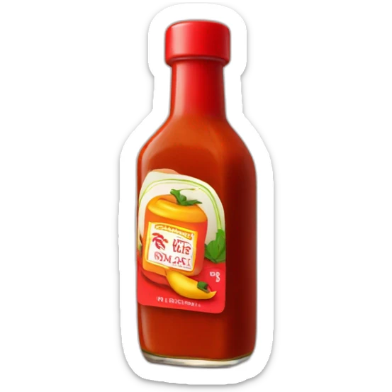 Bottle of hot sauce with a label that has no text and no image other than a red chile sticker