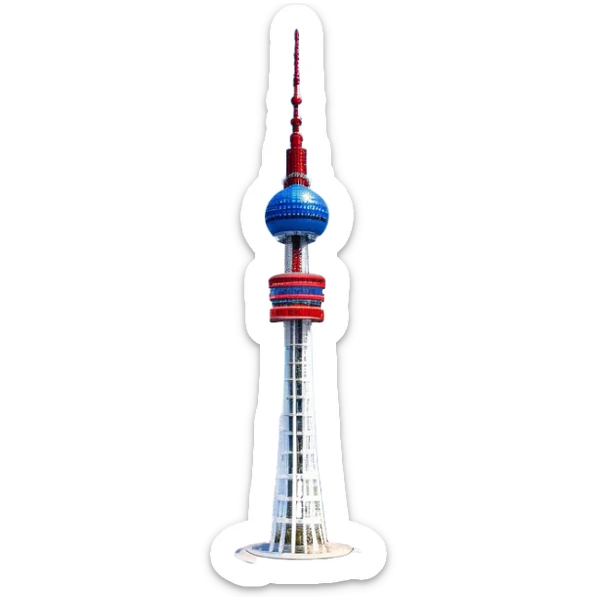 ​Cinematic Realistic N Seoul Tower, depicted in full daylight as a slender, single-column tower crowned by a cylindrical observation deck, set against a clear blue sky over Seoul’s vibrant cityscape, rendered with crisp architectural detail and bright, natural lighting that accentuates its modern elegance, sticker