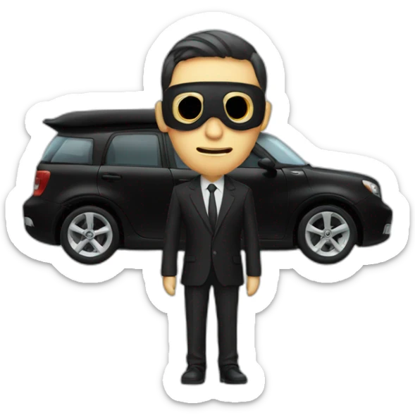 nano car with a male wearing black dress with black mask sticker