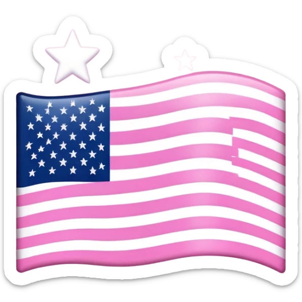 American flag with pink stripes instead of red, white stars on a light pink background sticker