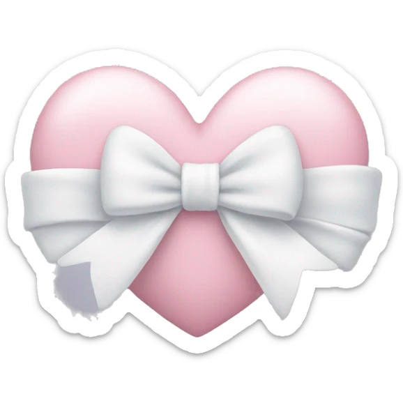 Pastel pink heart with white bow sticker