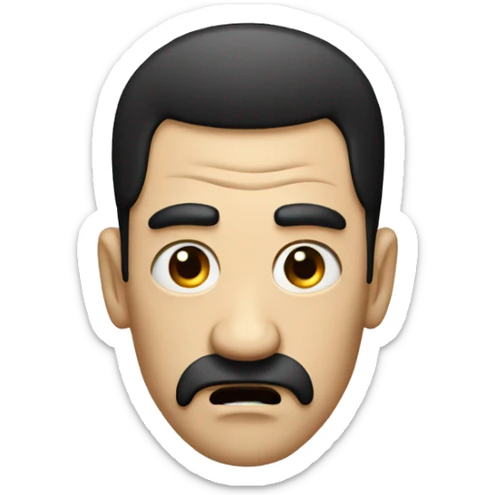 angry man with big nose, black hair and little eyes sticker