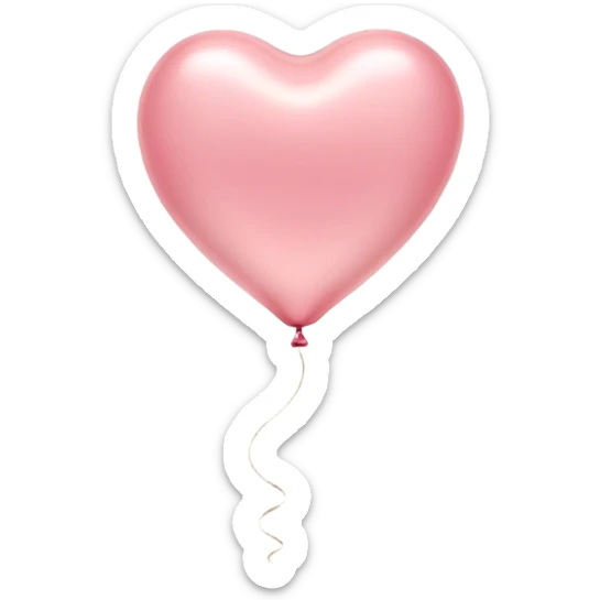 Cinematic tiny floating heart balloon, glossy and round, warm pink hues, slightly transparent with a soft glow, delicate string gently swaying, dreamy and adorable. sticker