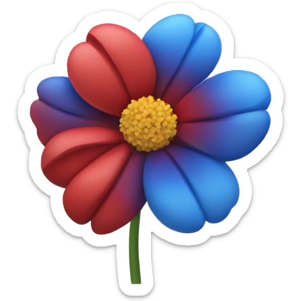 Blue and red flower sticker