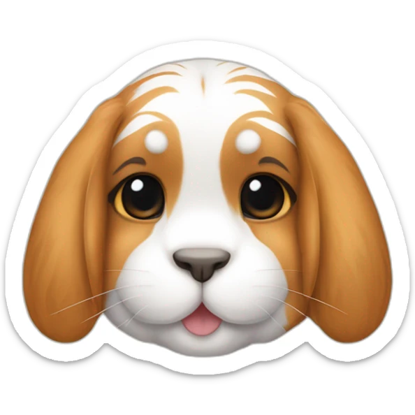 holland lop rabbit crossed with a bear with floppy ears and tiger stripes sticker