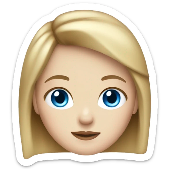 White Girl with blue eyes with brown hair and blonde bangs sticker